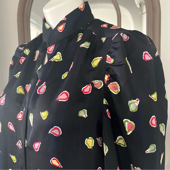 Nic+Zoe Party Pears Button Front Top, Black Mul Size S New w/Tag Retail $148 - Picture 11 of 13